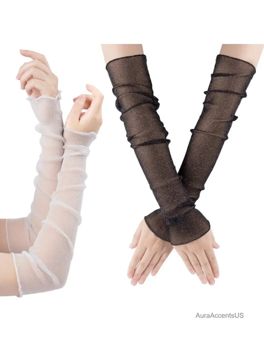 Ultra-Thin Lace Arm Warmers, UV Protection, Touch Screen, One Size